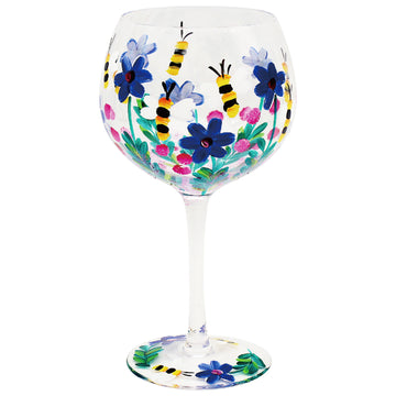Lynsey Johnstone Hand Painted Cocktail Gin Glass Floral Bees