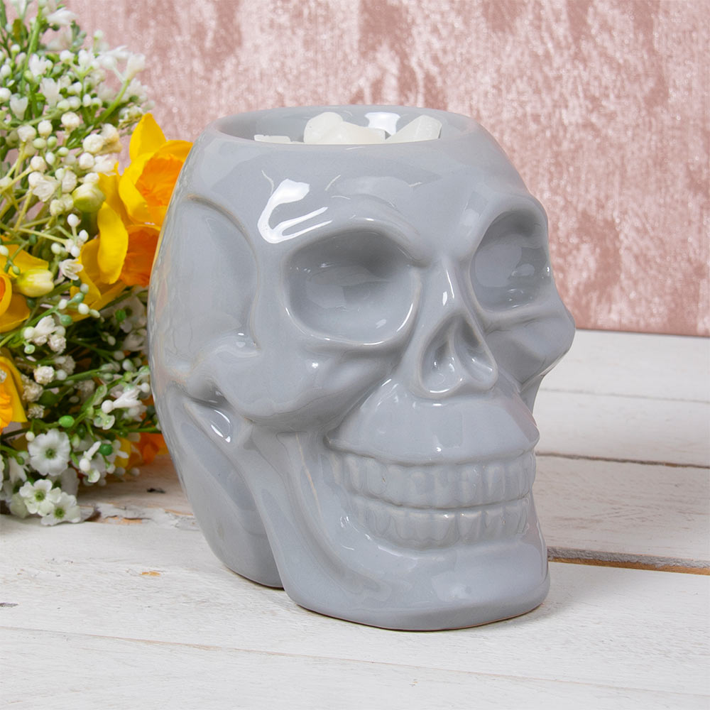 Skull Wax Warmer Grey Ceramic Burner