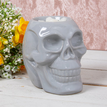 Skull Wax Warmer Grey Ceramic Burner