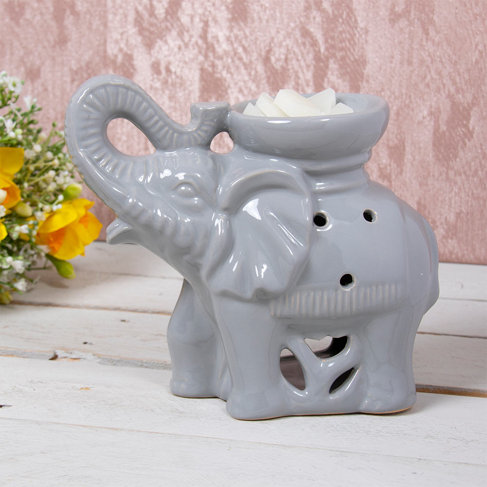 Grey Elephant Ceramic Wax Melt Warmer Oil Burner