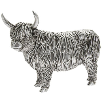 Silver Art Highland Cow Resin Ornament
