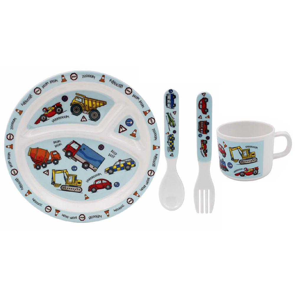 Vehicles Feeding Set Kids Cutlery Plastic Spoon Fork