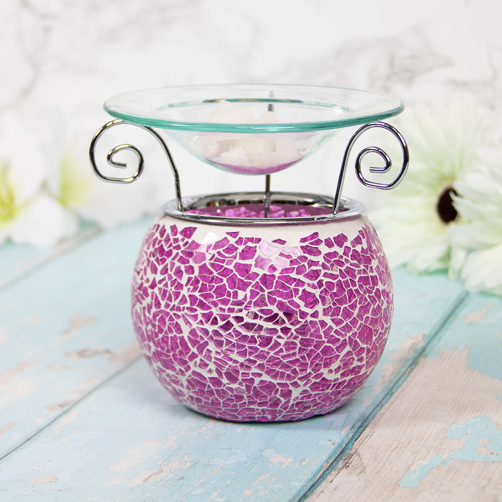 Mini Glass Wax Melt Warmer Home Tea Light Oil Burner Pink