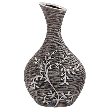 Gunmetal Silver Vase Modern Bottle Texture Home Decor