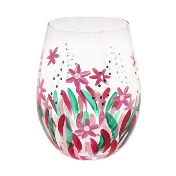 6Pcs 500ml Lynsey Johnstone Hand Painted Wild Flowers Stemless Gin Glasses