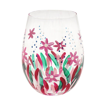 2Pcs 500ml Lynsey Johnstone Hand Painted Wild Flowers Stemless Gin Glasses