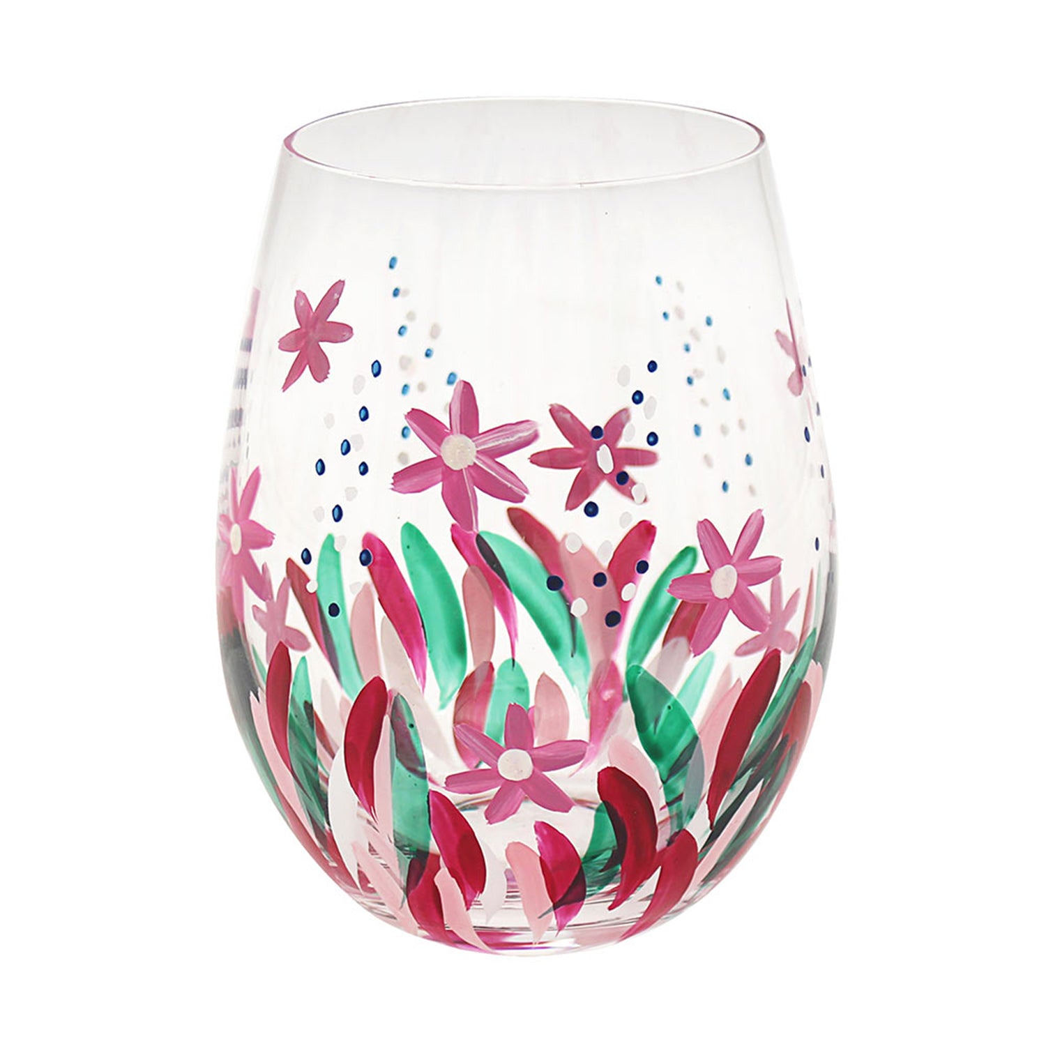 Lynsey Johnstone 500ml Hand Painted Stemless Gin Glass Wild Flowers
