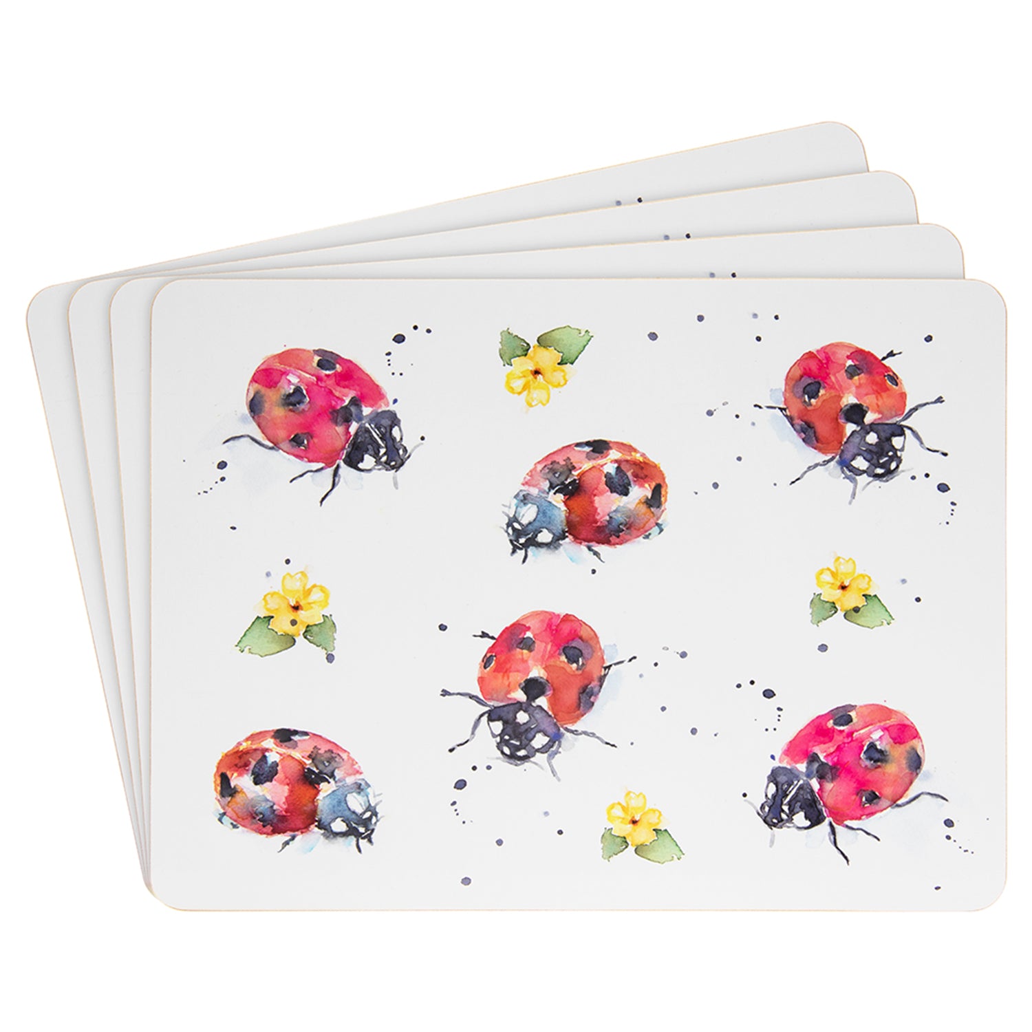 4-Set Placemats Country Life Ladybugs Red Beetle Table