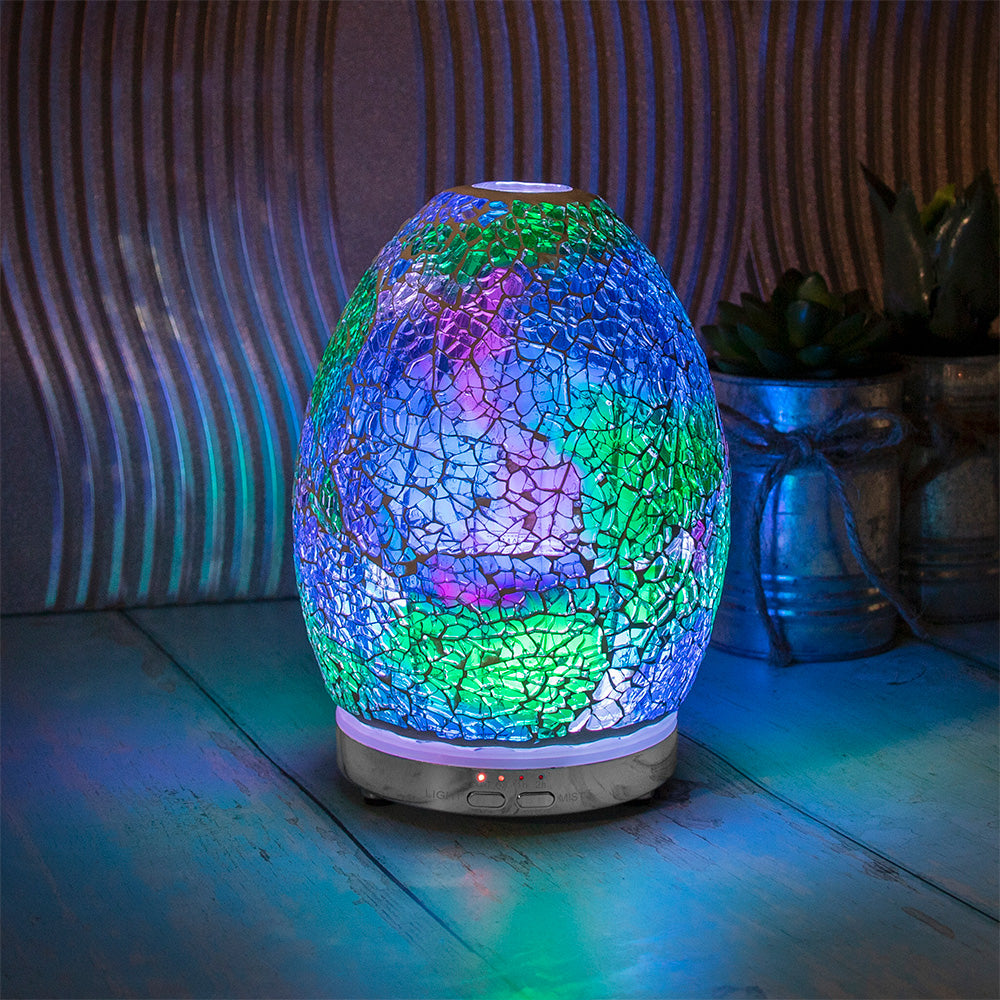 Egg Shaped Humidifier Ultrasonic Mist Vaporiser Blue Mosaic