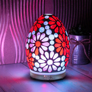 Egg Shaped Pink Flower Ultrasonic Humidifier With 4 10ml Scented Oils Mist