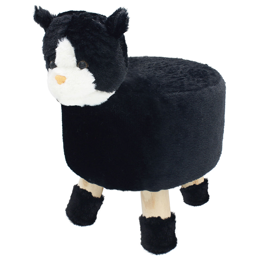 Cat Stool Chair Stuffed Animal Pouffe Black Cushioned Seat