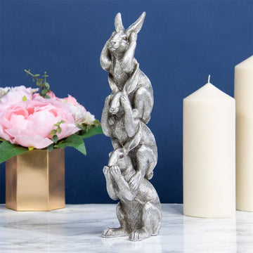 Silver Art Reflections Resin Three Hare Ornament