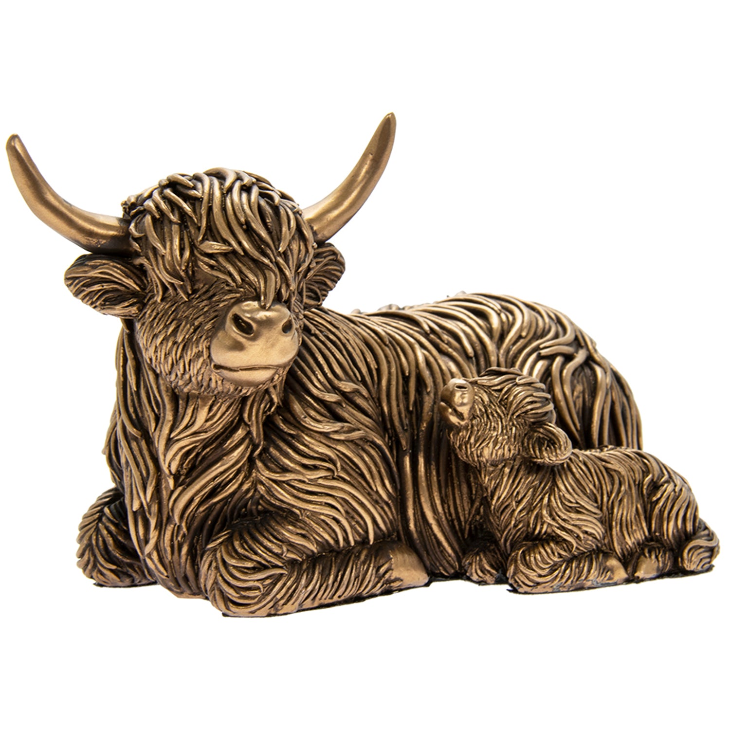 Reflections Bronzed Highland Cow and Calf Figurine