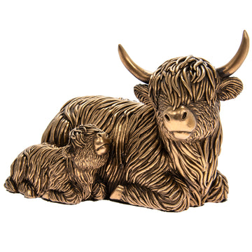 Bronzed Cow and Baby Sitting Reflections Ornament