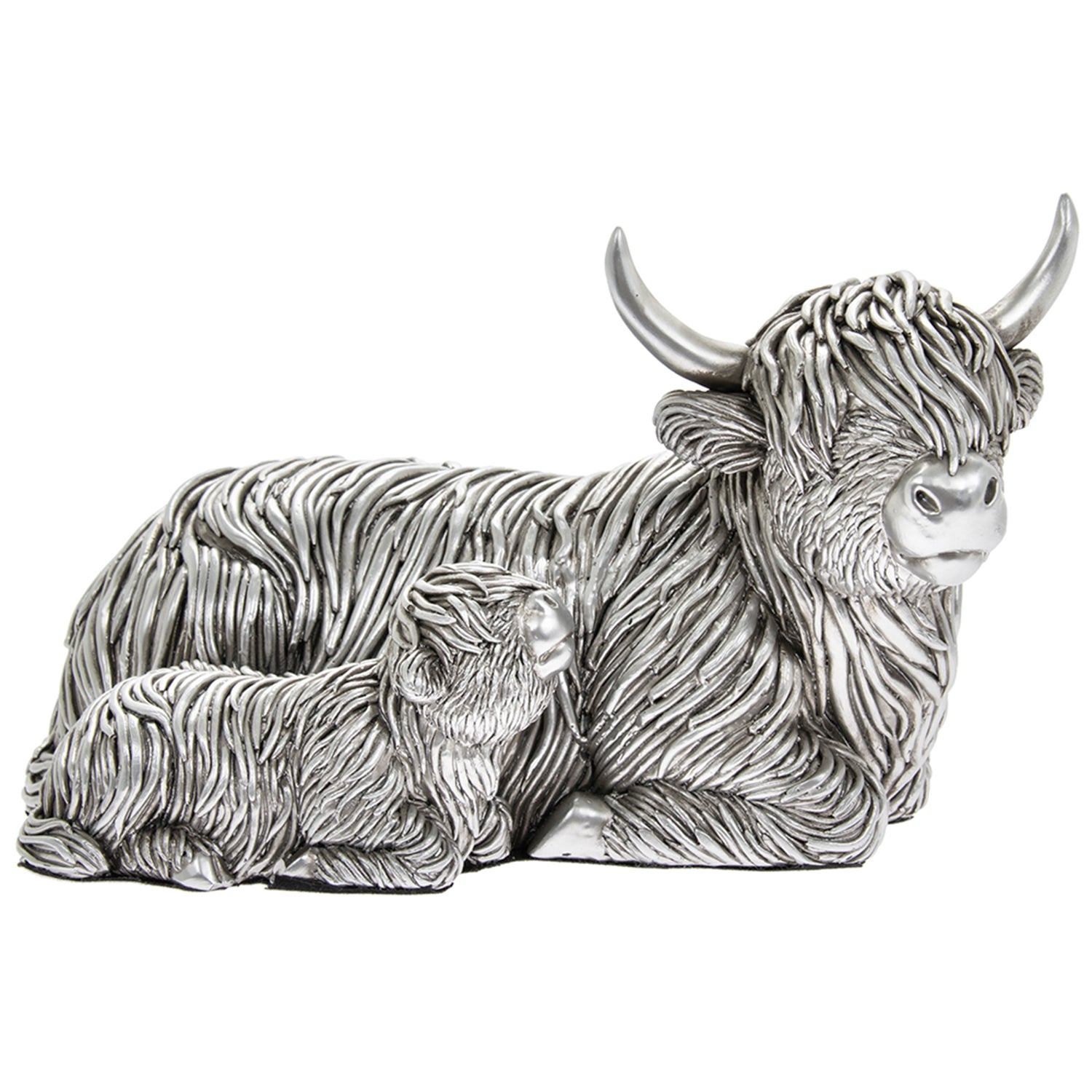 Silver Cow and Baby Sitting Reflections Ornament