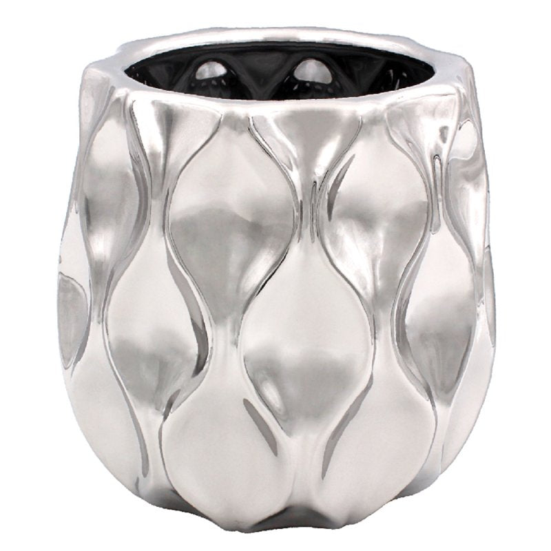 Large Plant Pot Silver Ceramic Flower Indoor Planter