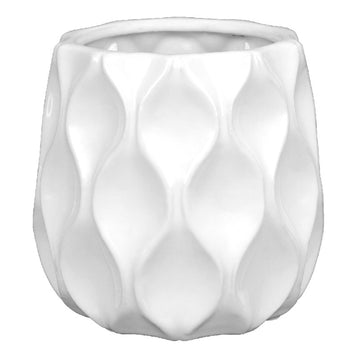 White Large Wave Ceramic Flower Kitchen Indoor Planter