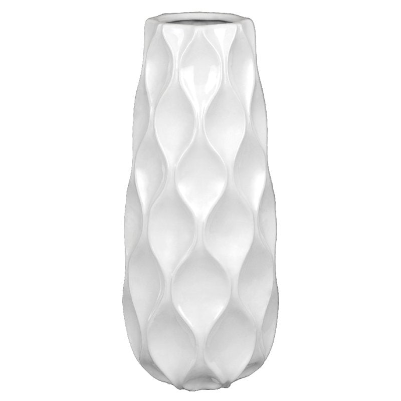 White Vase Large Wave Design Ceramic Flower Ornament