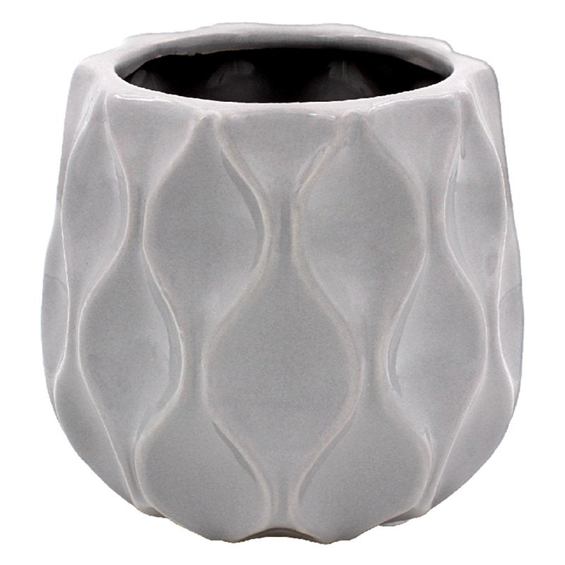 Grey Medium Wave Ceramic Flower Kitchen Indoor Planter