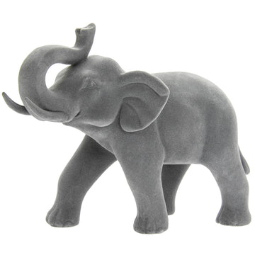 Dog Figurine Ornament Elephant Standing Smooth Grey Resin