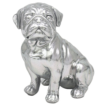 Silver Sitting Pug Figurine