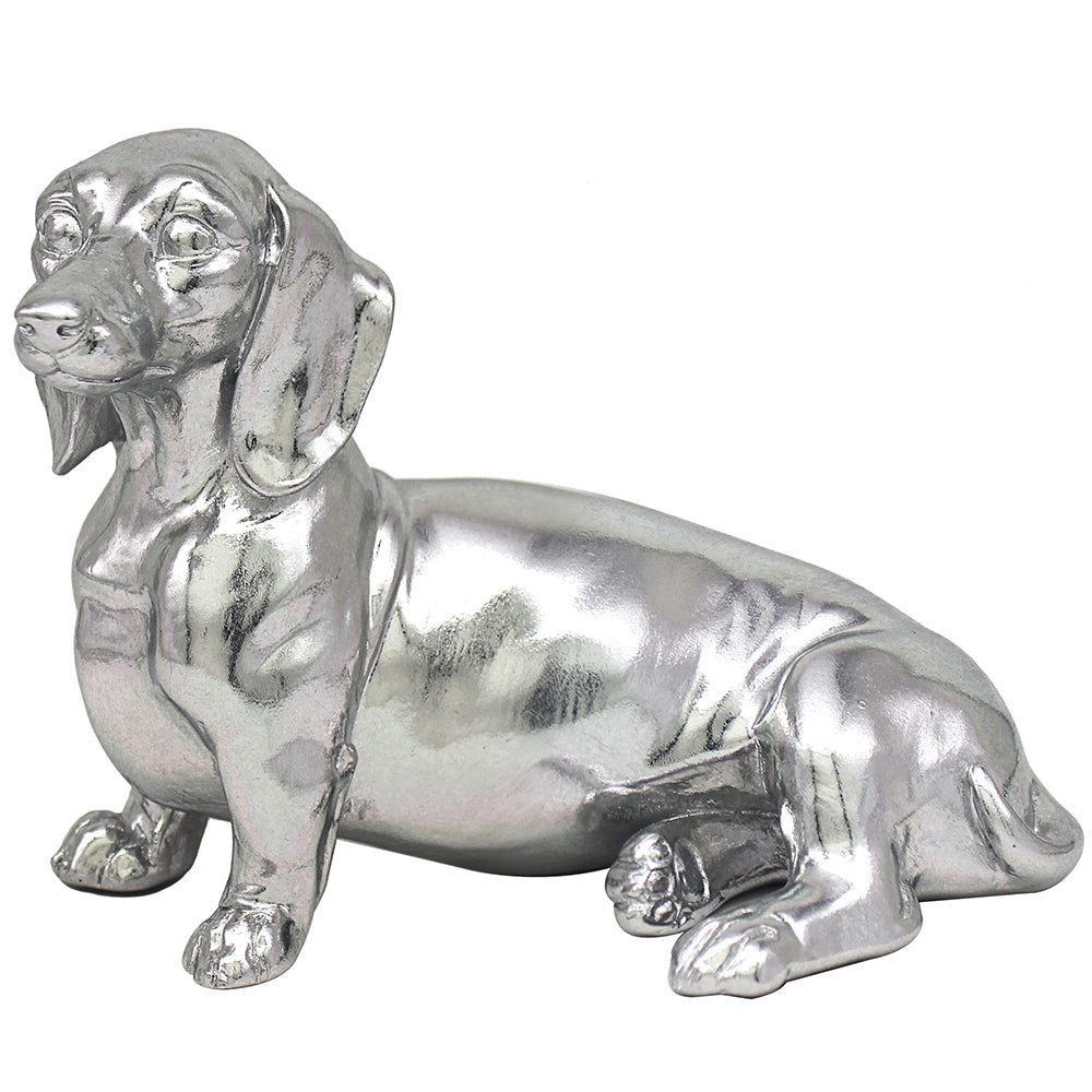 Silver Sitting Dachshund Figurine