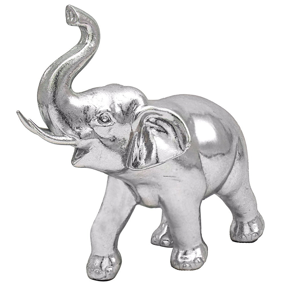 Silver Art Resin Standing Elephant Pet Home Ornament