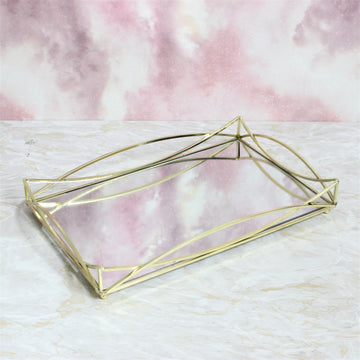 35x23cm Mirrored Rectangle Gatsby Style Ornament Tray
