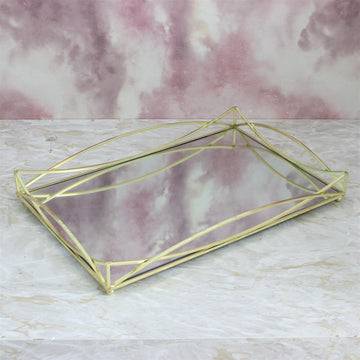 41x27cm Mirrored Rectangle Gatsby Style Ornament Tray