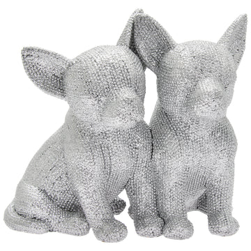 Silver Dog Figurine Twin Chihuahuas