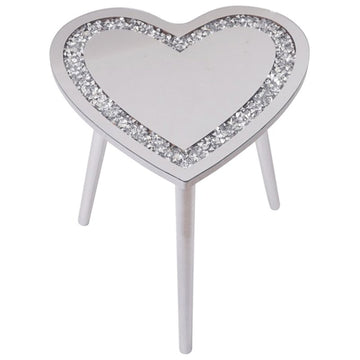 Heart Shape Coffee Table Silver Mirrored Glass Tabletop