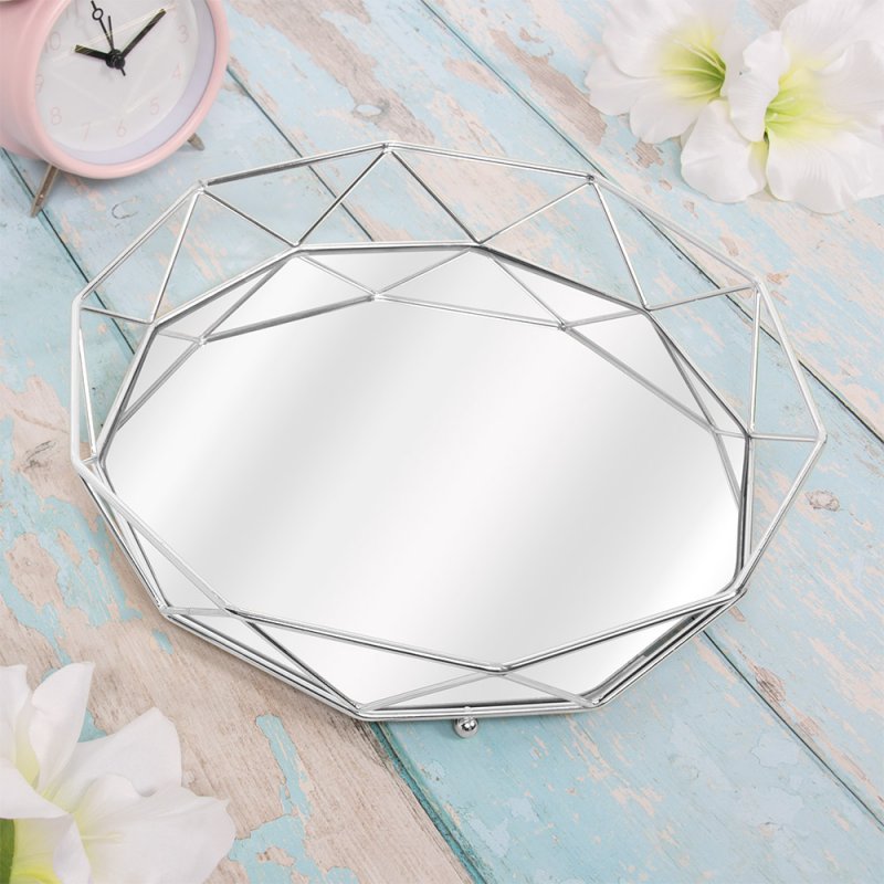 Medium Mirror Tray Silver Jewellery Makeup Perfume Organizer