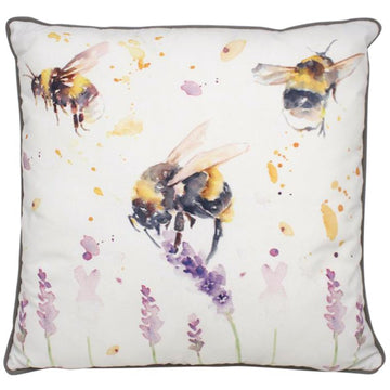 6Pcs Polyester Cotton Filled Cushion Country Bees & Flowers Design