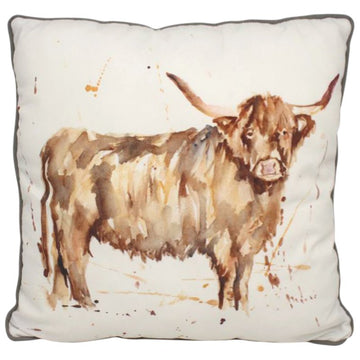 Polyester Cotton Cushion Country Highland Cow Vintage Home