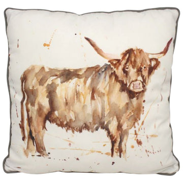 2Pcs Polyester Cotton Filled Cushion Country Highland Cow