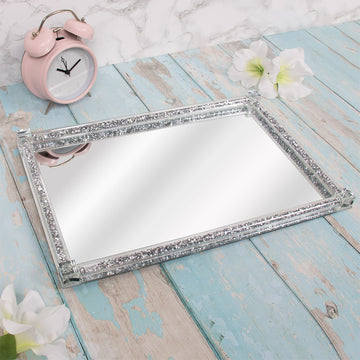 Large Rectangle Mirror Glass Jewellery Tray Ornament