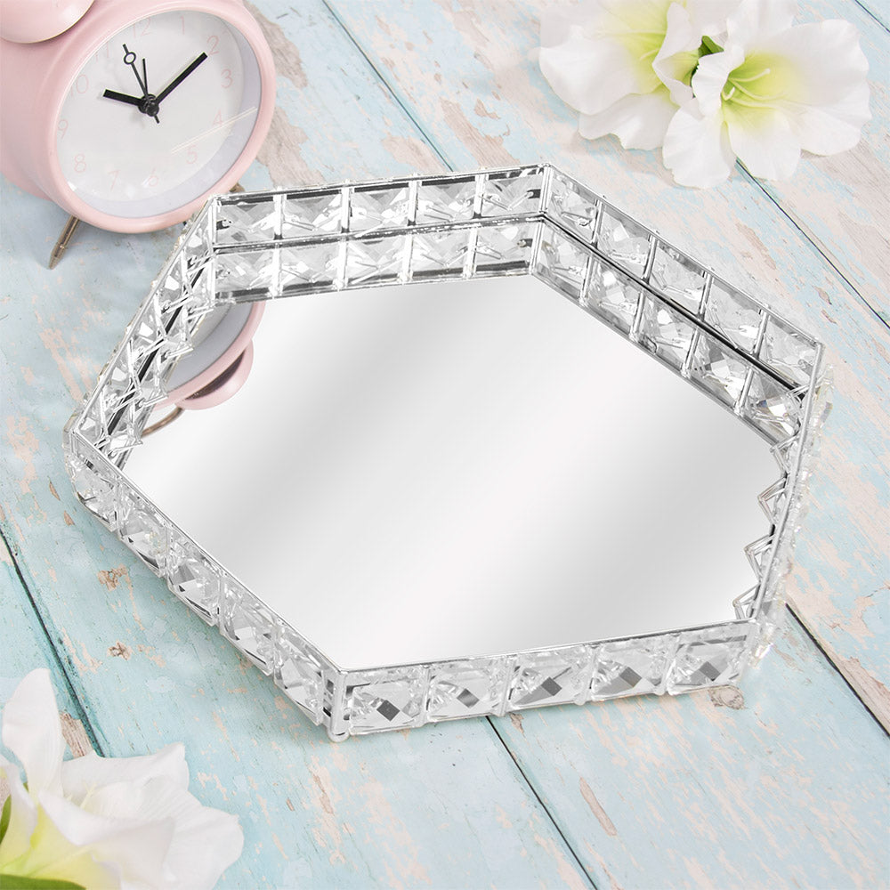 Silver Hexagonal Crystal Jewellery Ornament Tray