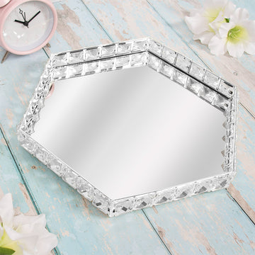 Silver Hexagonal Crystal Jewellery Ornament Tray