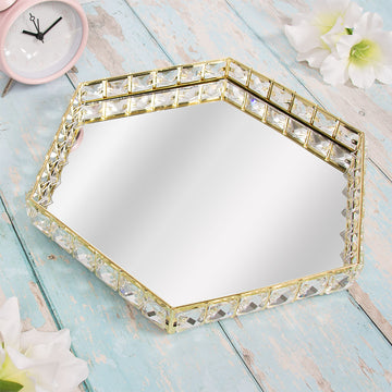 Gold Hexagonal Crystal Jewellery Ornament Tray