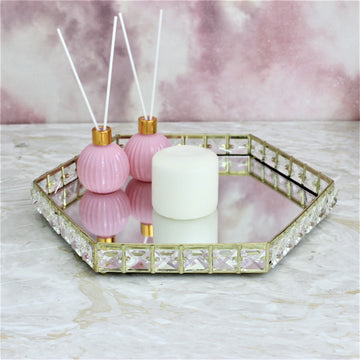 Gold Hexagonal Crystal Jewellery Ornament Tray