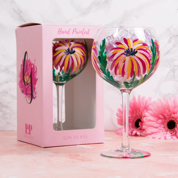 Lynsey Johnstone Hand Painted Cocktail Gin Glass Tropical Flowers