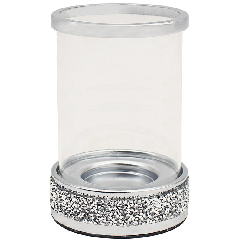 25cm Glass Candle Holder - Sparkling Crystal Diamante