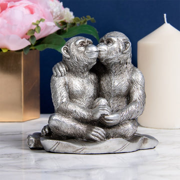 Reflections Silver Kissing Monkeys Animal Ornament