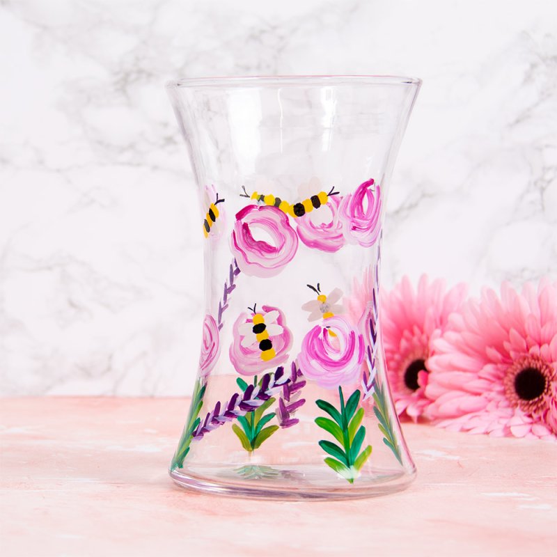 Bees Clear Glass Vase