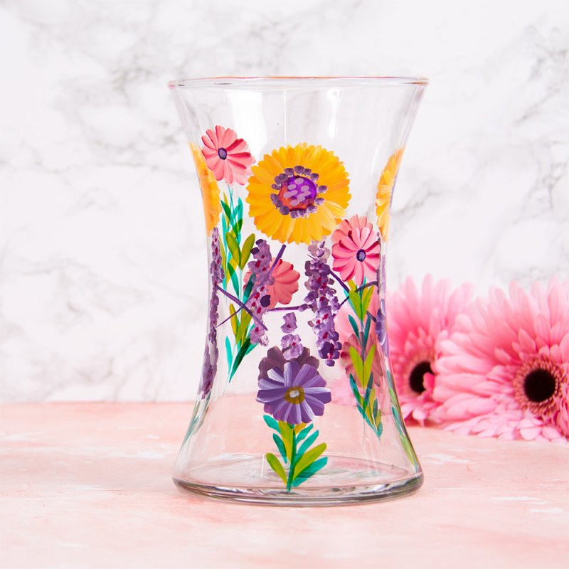 Lynsey Johnstone Hand Painted Sunflowers Glass Vase