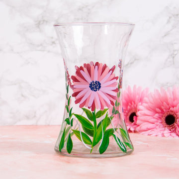 Lynsey Johnstone Hand Painted Delphiniums Clear Glass Vase