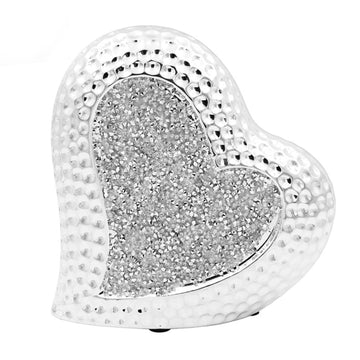 16x7cm Standing Silver Heart Decor Gift Idea
