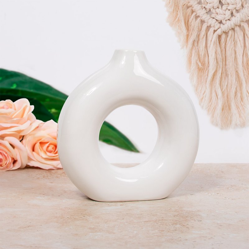 18 cm Donut Vase Nude Ceramic Glossy Nordic Style Decor