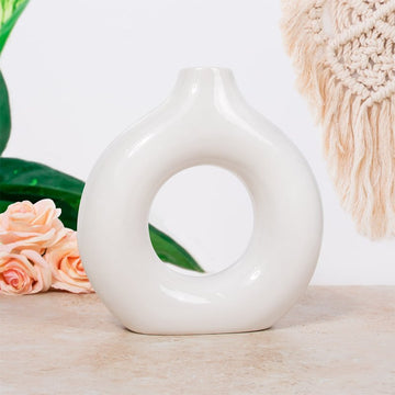 25 cm Donut Vase Nude Ceramic Glossy Nordic Style Decor