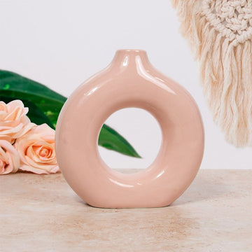 18 cm Donut Vase Ceramic Glossy Nordic Style Decor Flower